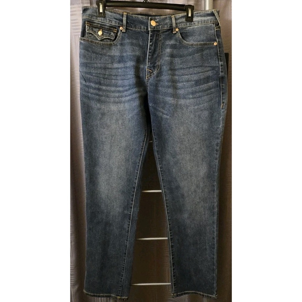 NEW True Religion Geno SN Flap Jeans Men's 36x32 Med Muggy Wash Relaxed Slim NWT
